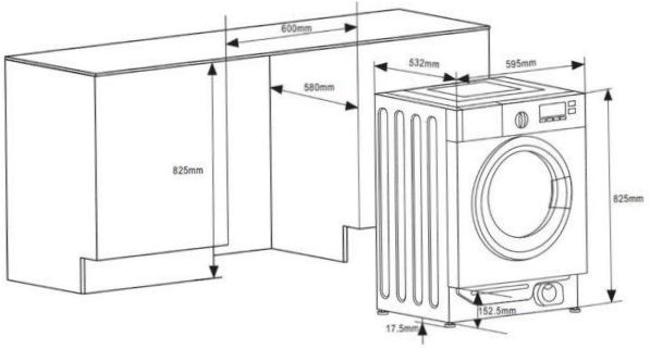 Tvättmaskin Weissgauff WMI 6128 D - dimension: dimension 48x48x53 cm