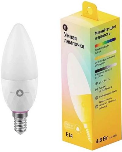 Yandex smart glödlampa, fungerar med Alice, E14, 4.8W - färgtemperatur: 6500K