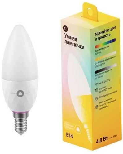 Yandex smart glödlampa, fungerar med Alice, E14, 4.8W - glödlampor motsvarande: 40W