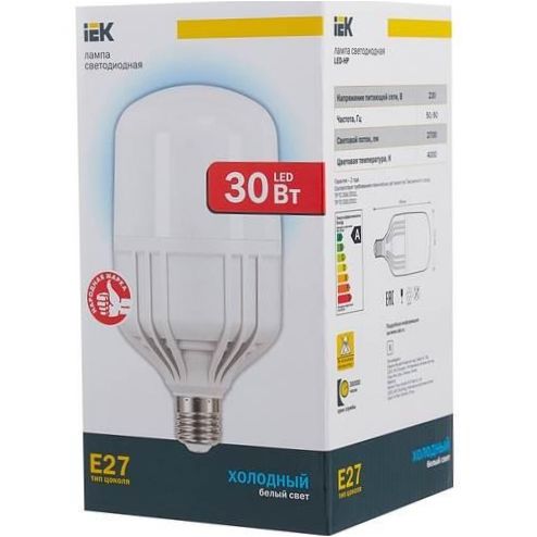 LED-lampa IEK LLE-230-40, E27, HP, 30W - ljusflöde: 2700 lm