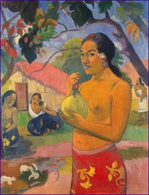 Kvinna som håller ett foster, Paul Gauguin