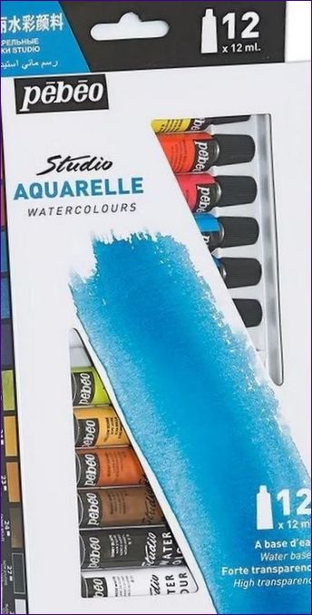 Pebeo Studio Aquarelle 12 färger 668400 12ml