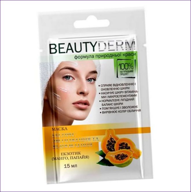 Beauty Derm Express fuktgivande och regenererande mask, exotisk (mango, papaya)