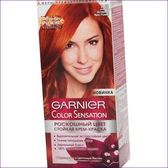 Garnier Color Sensation Hair Dye, nyans #7.40, Amber Bright Red