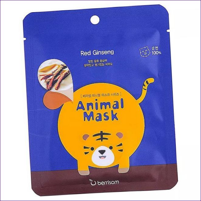 Berrisom vävnadsmask med ginseng-extrakt Animal Mask Series - Tiger