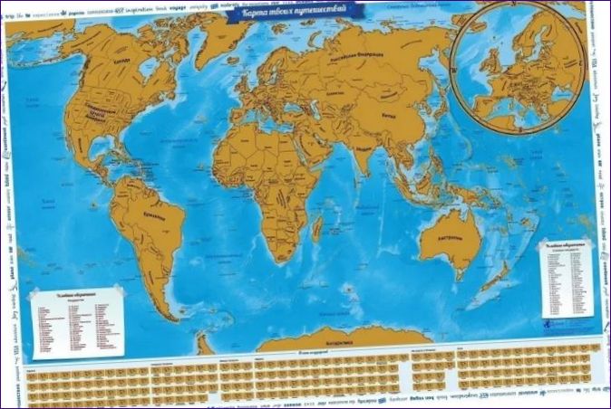 Globen Scratch Card World Map of Your Travels, i ett rör (SK057), 86 × 60 cm