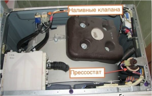 Pressostat i en tvättmaskin